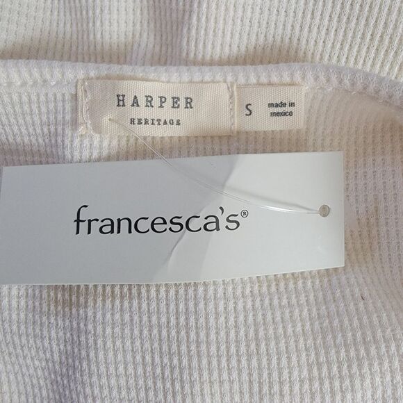 Harper Heritage Nwt Francesca's waffle knit lace sleeve top small - Picture 6 of 7